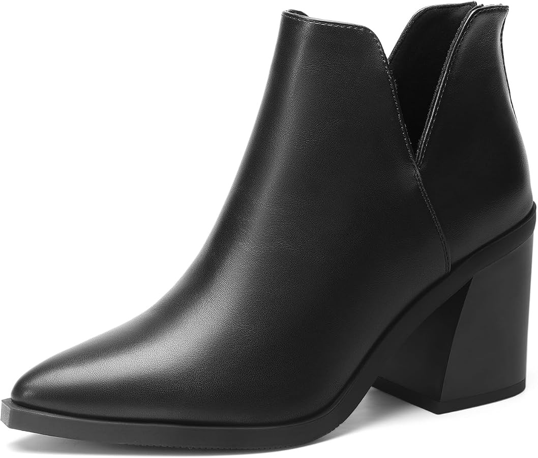 DREAM PAIRS Women's Ankle Boots Chunky Heel Pointed Toe Short Booties Shoes | Amazon (US)