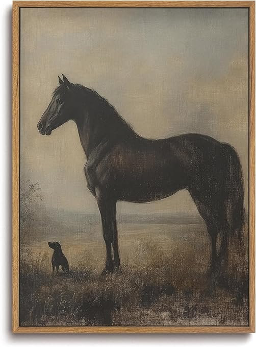 ZZLWBKGL Vintage Horse Framed Wall Art Farmhouse Animal Canvas Wall Art Horse Pictures Wall Decor... | Amazon (US)