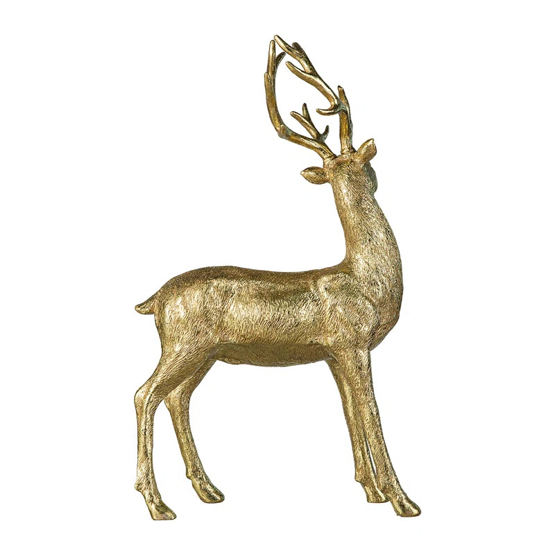 16.25" H Resin Christmas Standing Reindeer Figurine Table Decor | Wayfair North America
