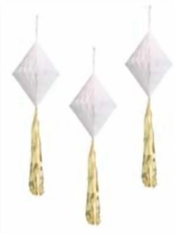 White Honeycomb Diamonds with Tassel Tails, 3 Pieces, by Way To Celebrate | Walmart (US)