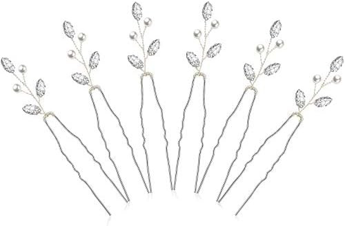 6 Pieces Pearl Crystal Bridal Hair Pins Rhinestone Flower Wedding Hair Piece Vintage Hair Accesso... | Amazon (US)