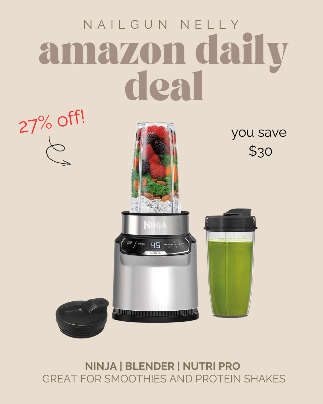 Amazon Daily Deal! -
Ninja | Blender | Nutri Pro
Great for smoothies and protein shakes 

 #LTKfitnessgoals #LTKHome #LTKSaleAlert