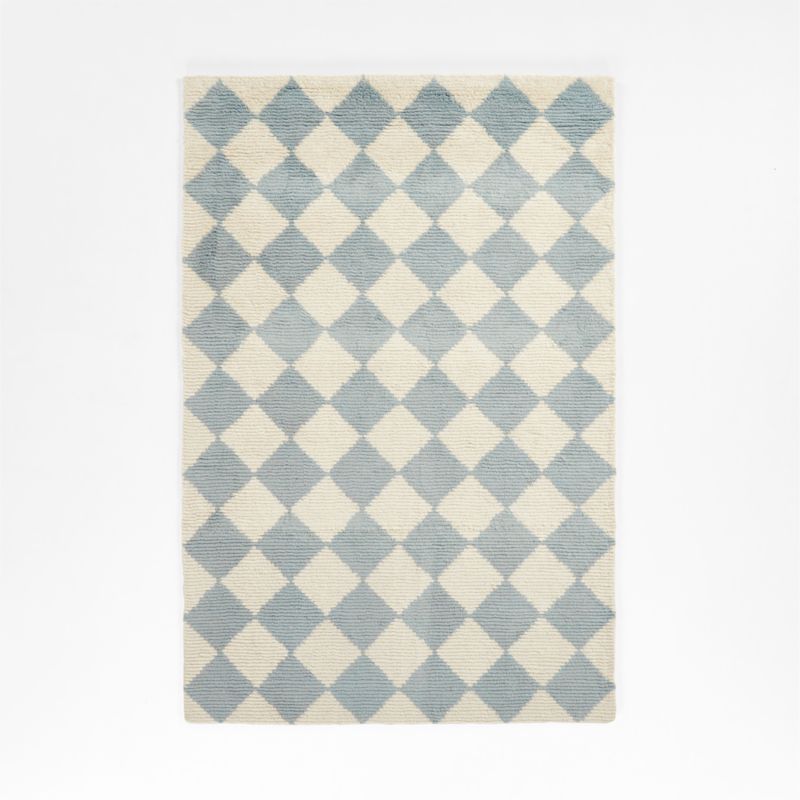 Wool Checkerboard Light Blue Kids Colorful Area Rug 5x8 + Reviews | Crate & Kids | Crate & Barrel