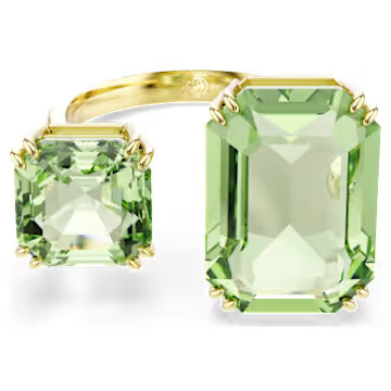 Millenia open ring, Octagon cut, Green, Gold-tone plated by SWAROVSKI | SWAROVSKI
