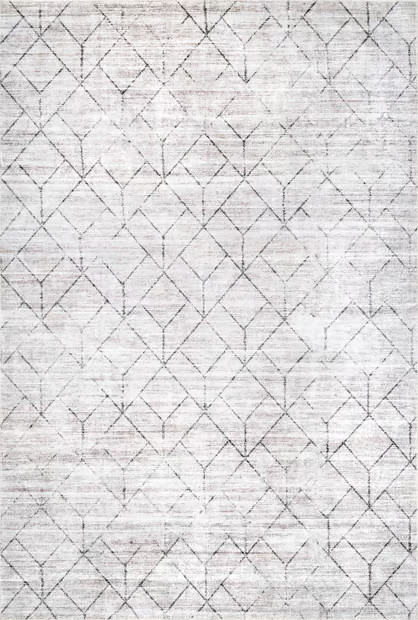 Light Gray Stacey Washable Diamond Area Rug | Rugs USA