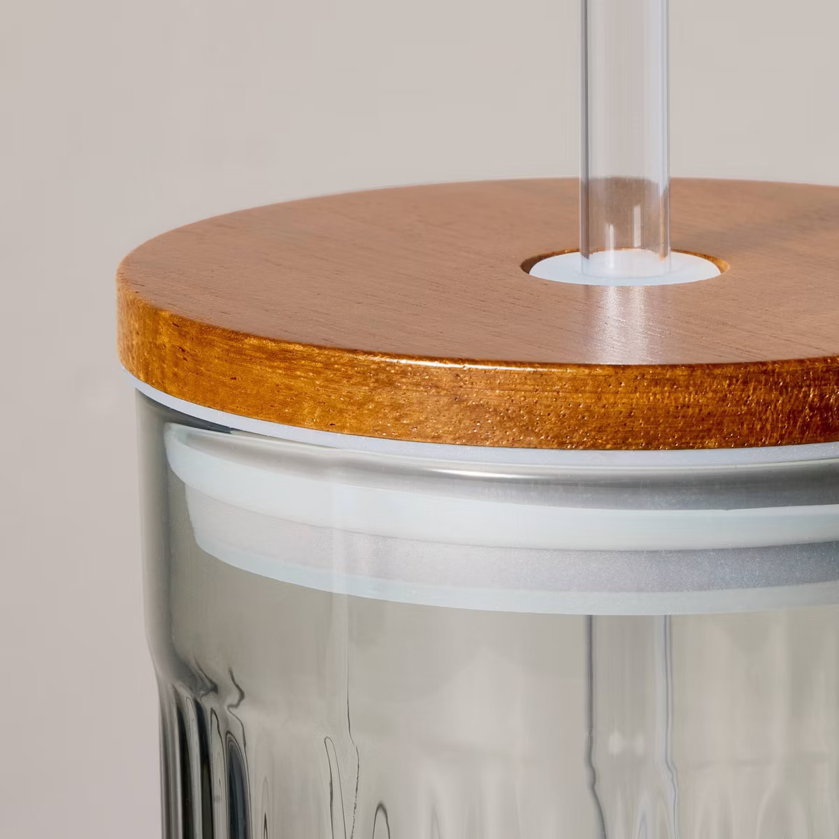 21oz Fluted Glass Tumbler with Wood Lid Green - Hearth & Hand™ with Magnolia | Target