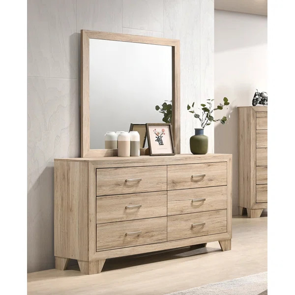 Jaziel 6 Drawer 73'' W Double Dresser with Mirror | Wayfair North America