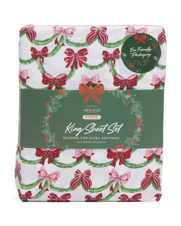 Quaint Holiday Bows Sheet Set | TJ Maxx