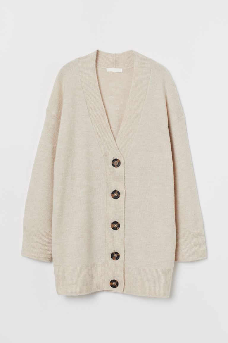 ConsciousNew Arrival
	Oversized cardigan in soft, fine-knit fabric with wool content. V-neck, but... | H&M (US + CA)