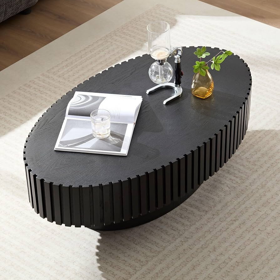 43.7'' Round Coffee Table for Living Room,Modern Handcraft Drum Coffee Table Wood Small Coffee Ta... | Amazon (US)