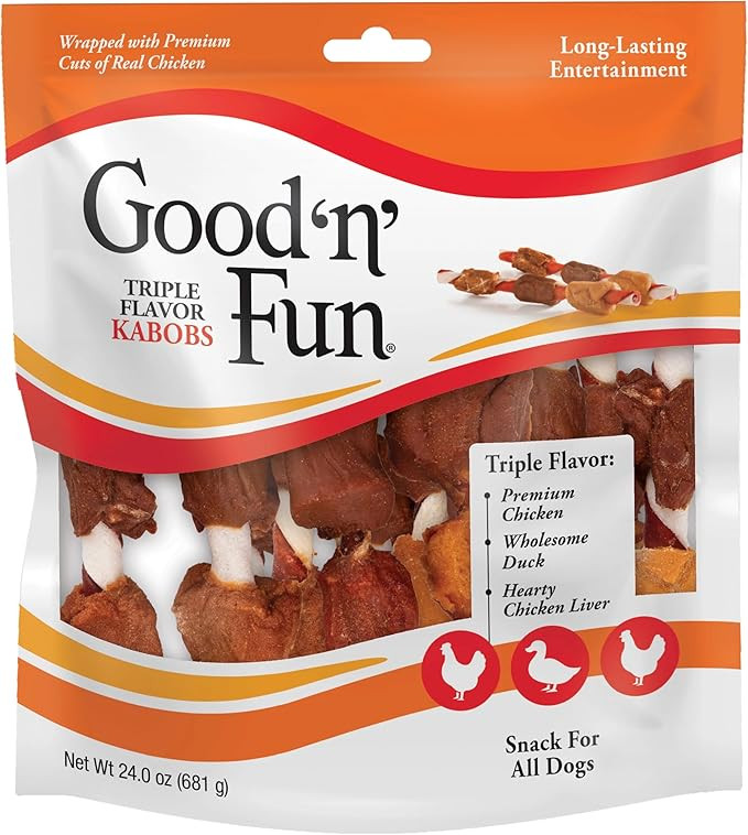 Good'n'Fun Triple Flavored Rawhide Kabobs for Dogs, 24 oz, 36 Count, 2 Pack | Amazon (US)