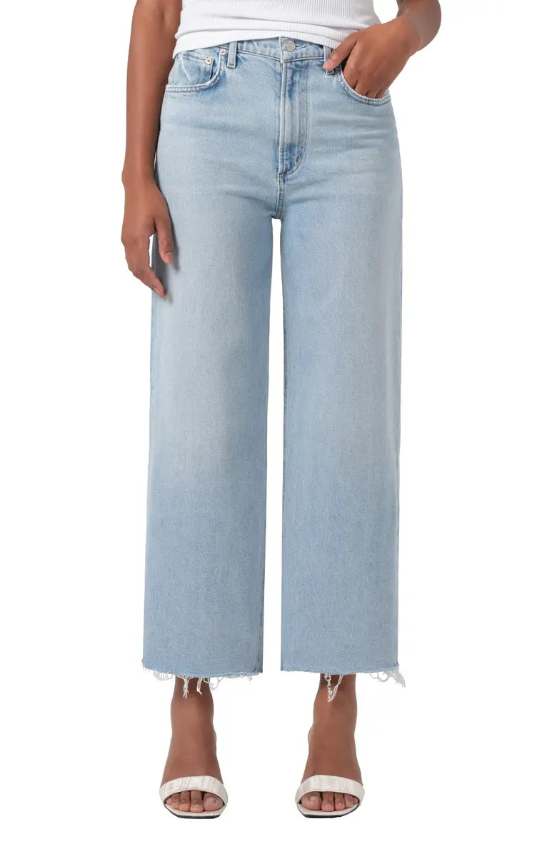Ren Raw Hem High Waist Ankle Wide Leg Jeans | Nordstrom