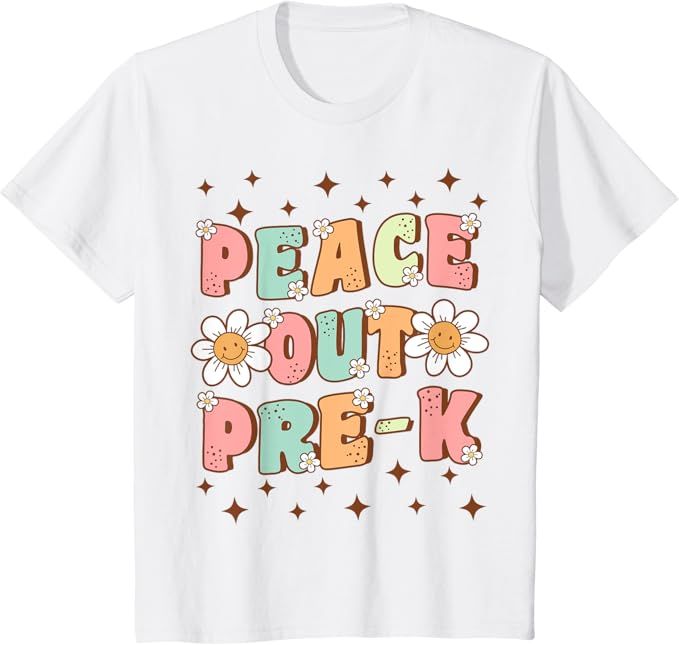 Peace Out Pre-K Cute Groovy Last Day of Preschool Graduation T-Shirt | Amazon (US)