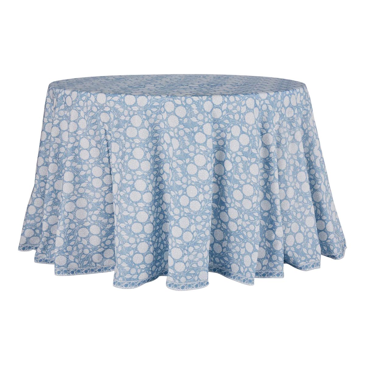 Calypso Tablecloth 108" Round Blue | Amanda Lindroth