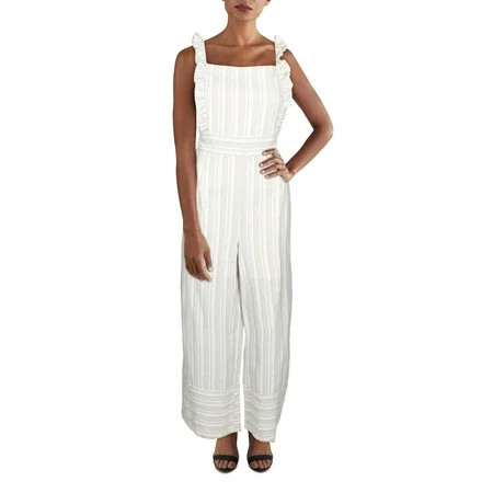 HYFVE Womens Ruffled Wide Leg Jumpsuit Tan L | Walmart (US)