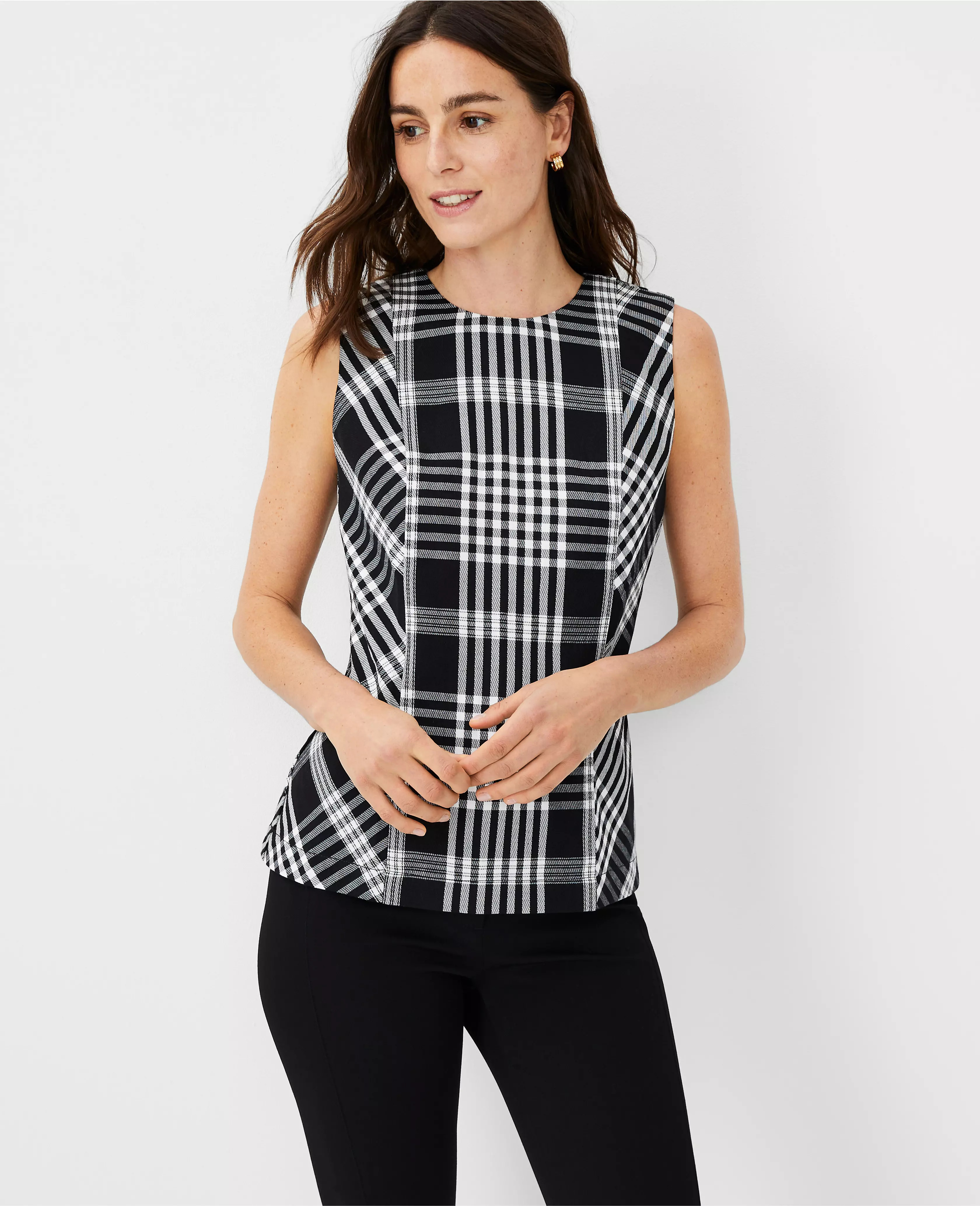 Plaid Crew Neck Shell | Ann Taylor (US)