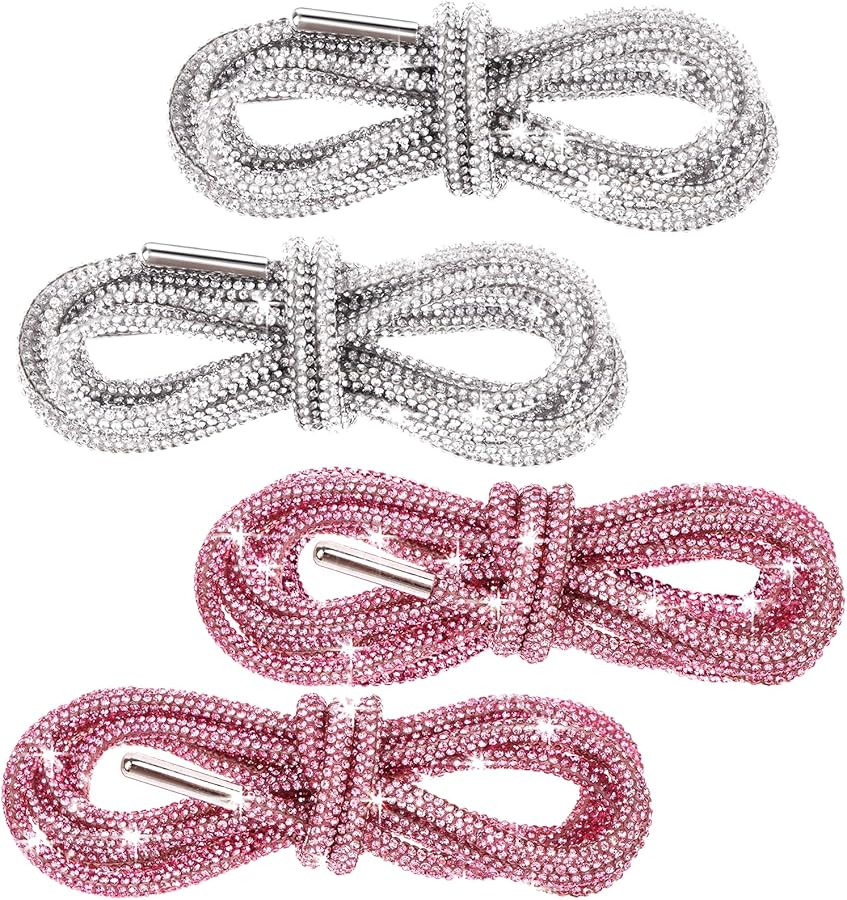 4 Pcs Rhinestone Glitter 55'' Shoelaces Crystal Shoe Laces Bling Bling Drawstring Cords Replaceme... | Amazon (US)