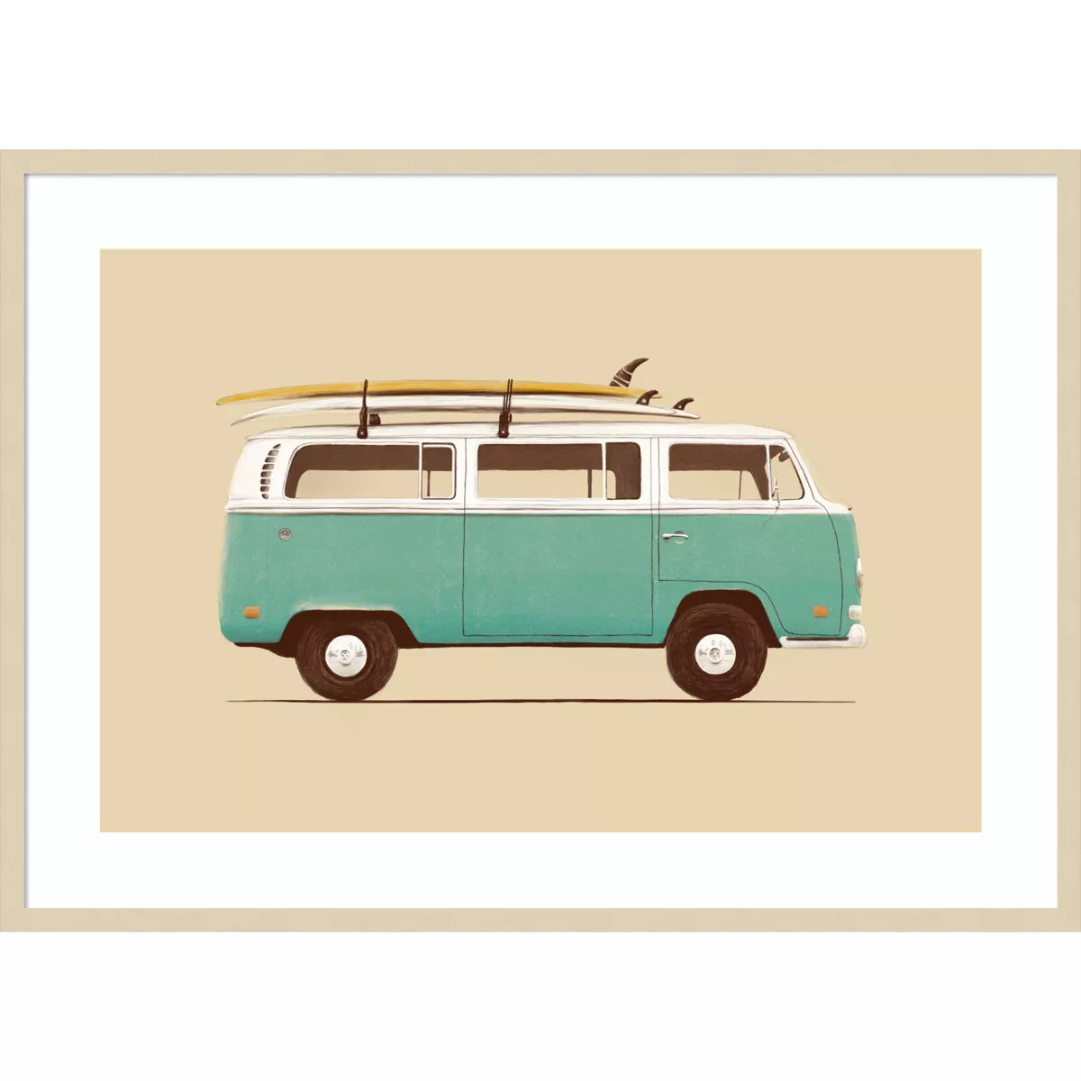 41" x 30" Blue Van by Bodflorent Wood Framed Wall Art Print - Amanti Art: Surfboard, Beach Theme,... | Target