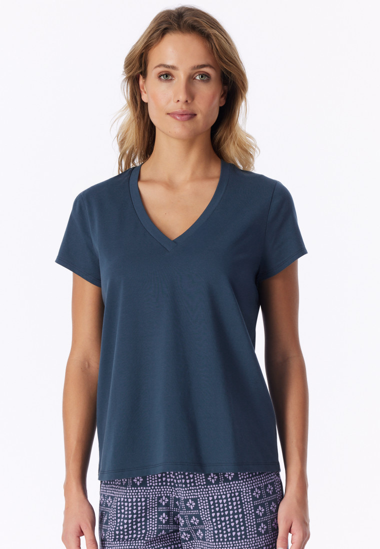 Shirt kurzarm V-Ausschnitt deep blue - Mix+Relax | SCHIESSER | schiesser.com DE