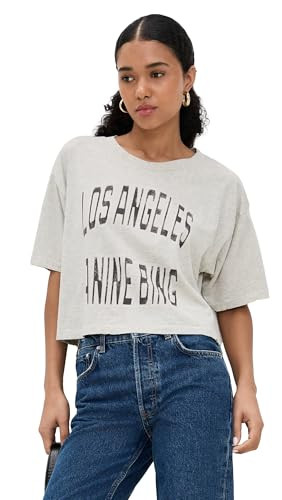 ANINE BING Women's Johnny Cropped Tee, Grey, S | Amazon (US)
