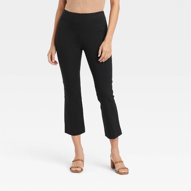 Women&#39;s Super-High Rise Slim Fit Cropped Kick Flare Pull-On Pants - A New Day&#8482; Black 2 | Target