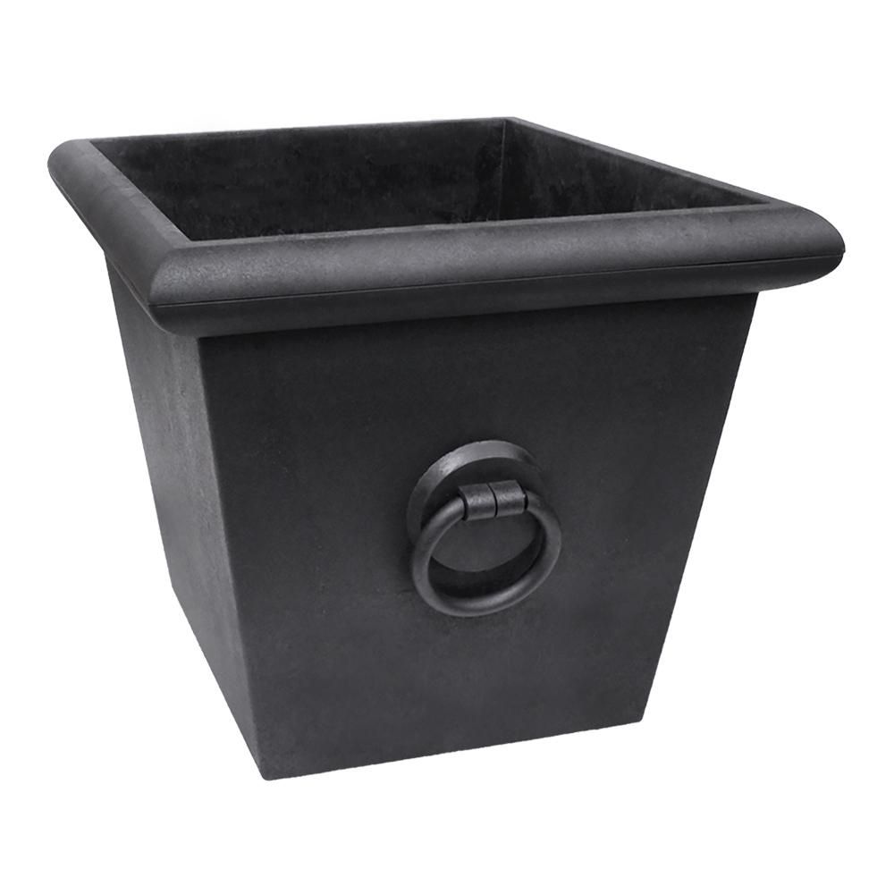 Piazza 22.2 in. x 20 in. Slate Rubber Self-Watering Planter | The Home Depot