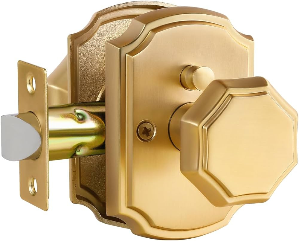 1 Pack Gold Door Knobs Privacy Door Knob Satin Brass Door Knob Interior Brushed Gold Door Knobs f... | Amazon (US)