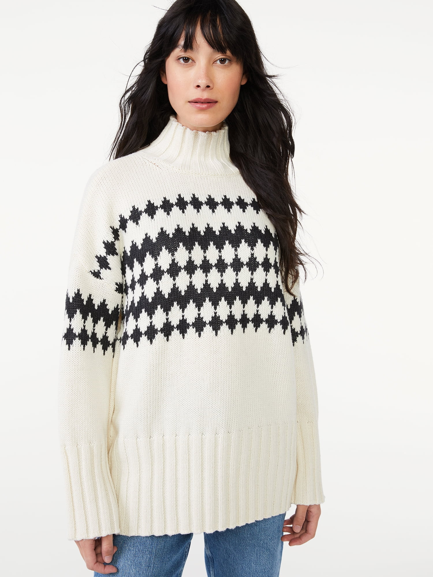 Free Assembly Women's Tall Turtleneck Tunic Sweater | Walmart (US)