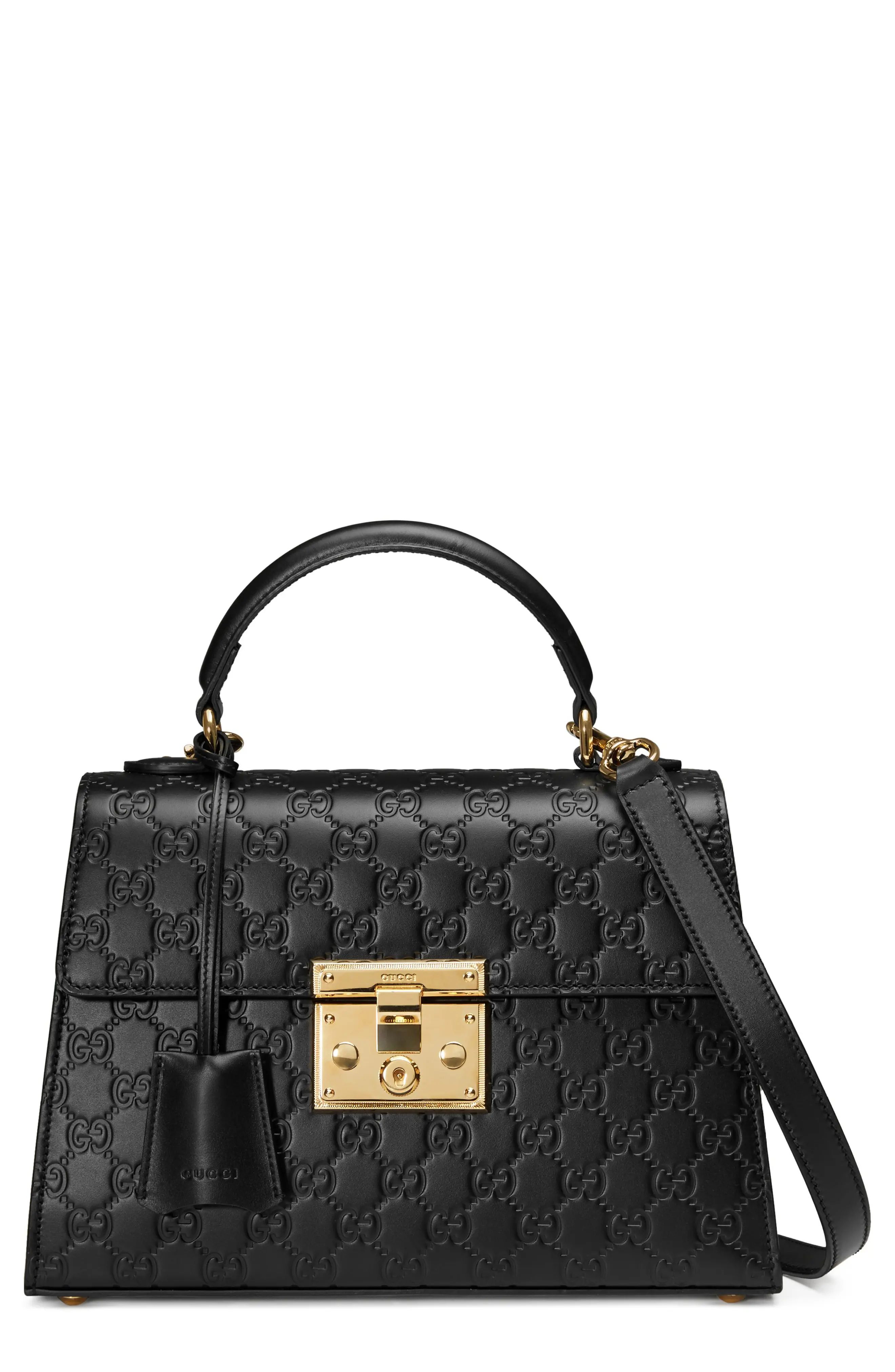 Gucci Small Padlock Top Handle Signature Leather Bag | Nordstrom