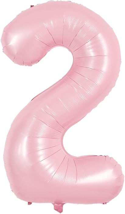 TONIFUL 40 Inch Pastel Pink Number 2 Balloons Large Foil 2nd Birthday Decor | Amazon (US)