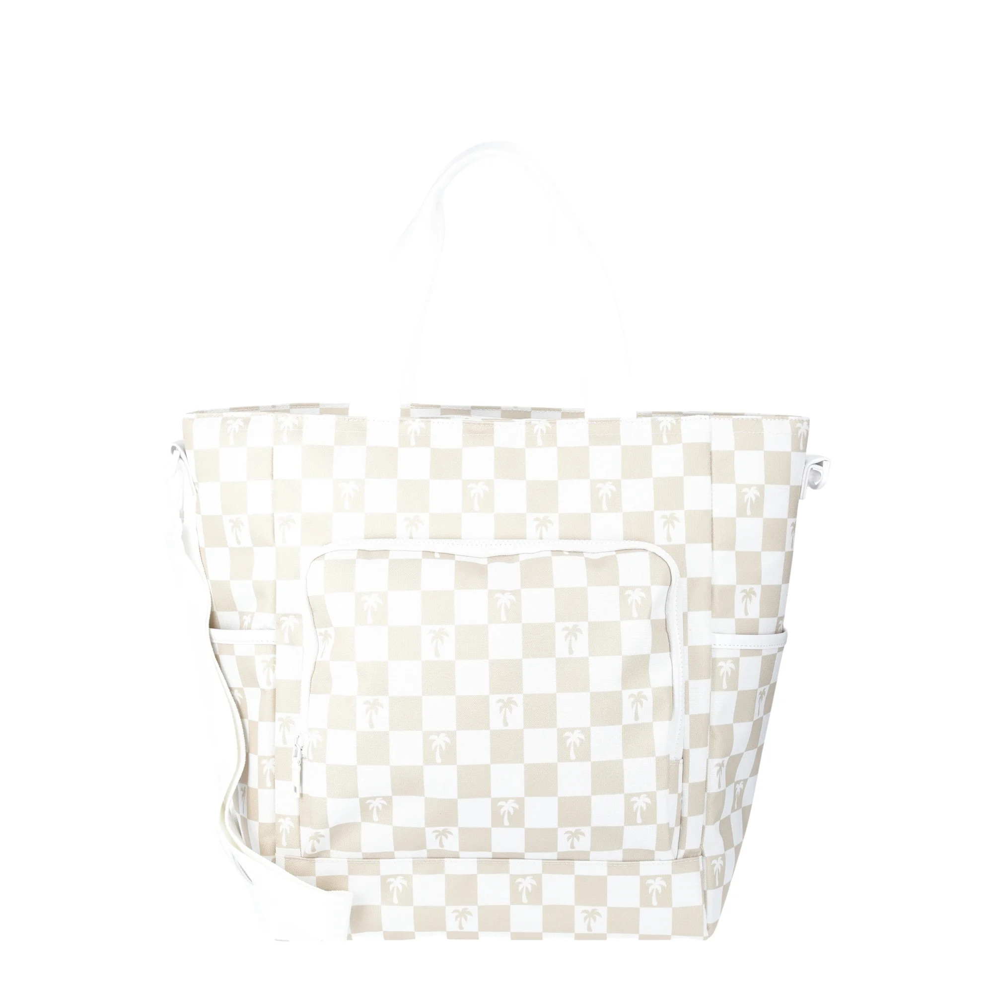 No Boundaries Beach Cooler Tote Bag, Natural Palm Check, Women’s | Walmart (US)