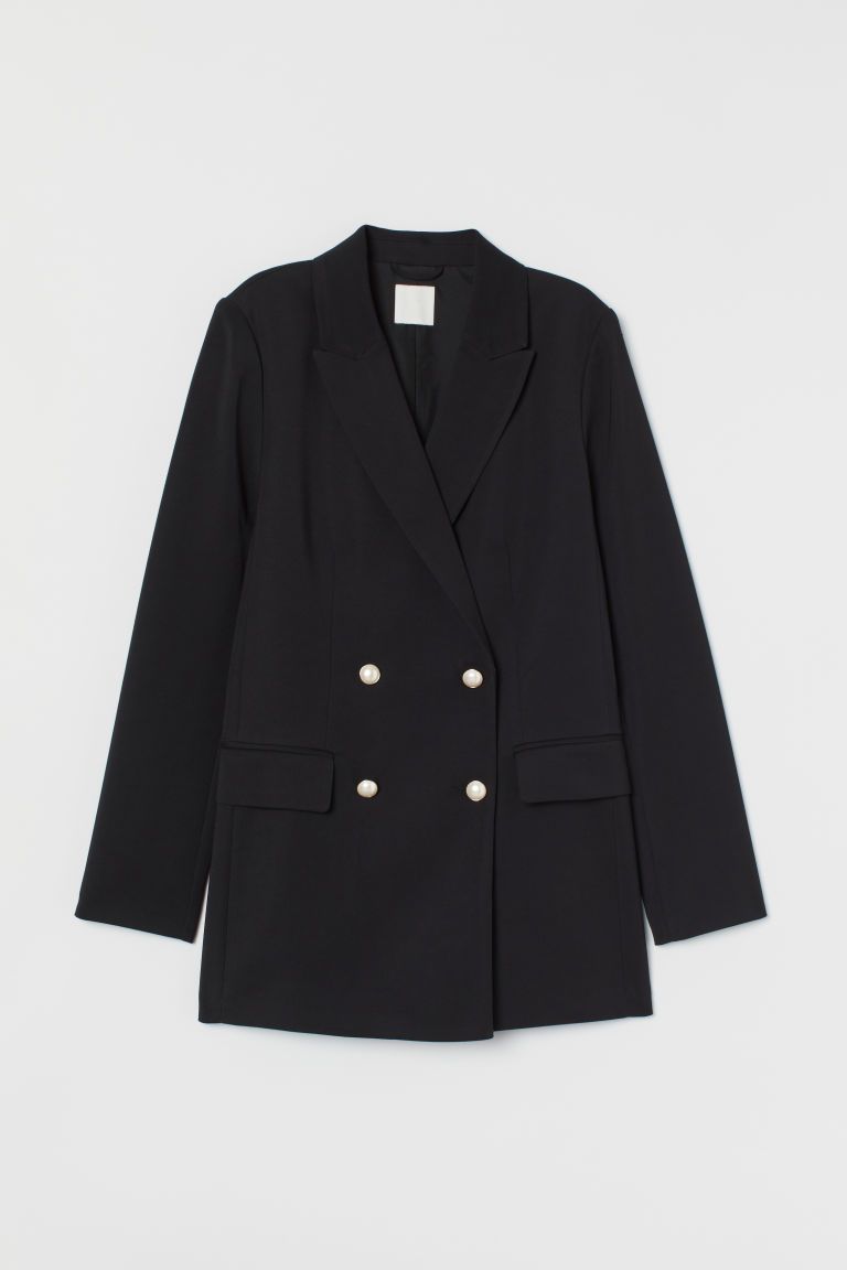 H & M - Double-breasted Jacket - Black | H&M (US + CA)