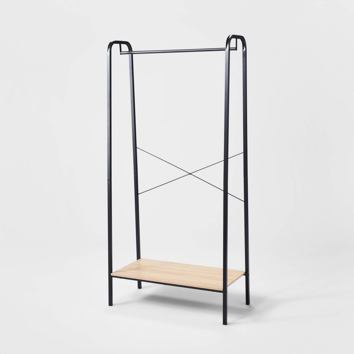 Single Shelf Garment Rack Black Metal with Natural Wood - Brightroom™ | Target