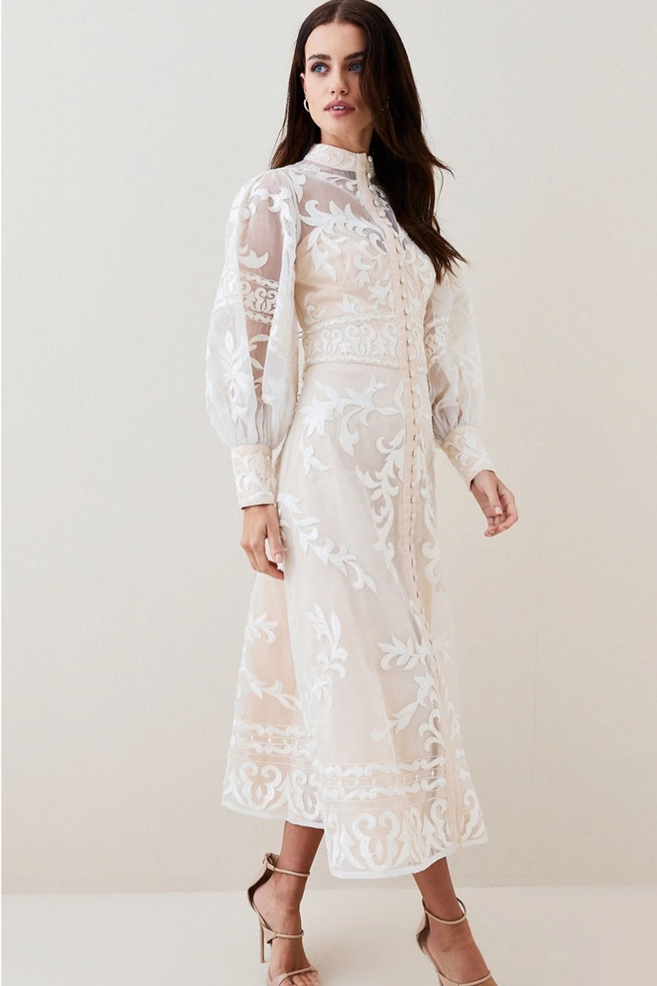 Calling all brides!! This midi also comes in a mini dress with this overlay. The long sleeves and details are perfect for a bridal event, luncheon, micro wedding 

#LTKSeasonal #LTKwedding #LTKHoliday