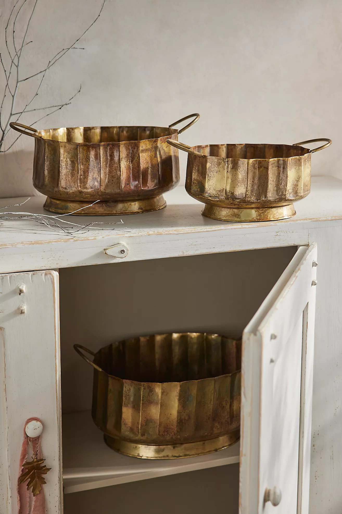 Antiqued Oval Bowl Planters, Set of 3 | Terrain