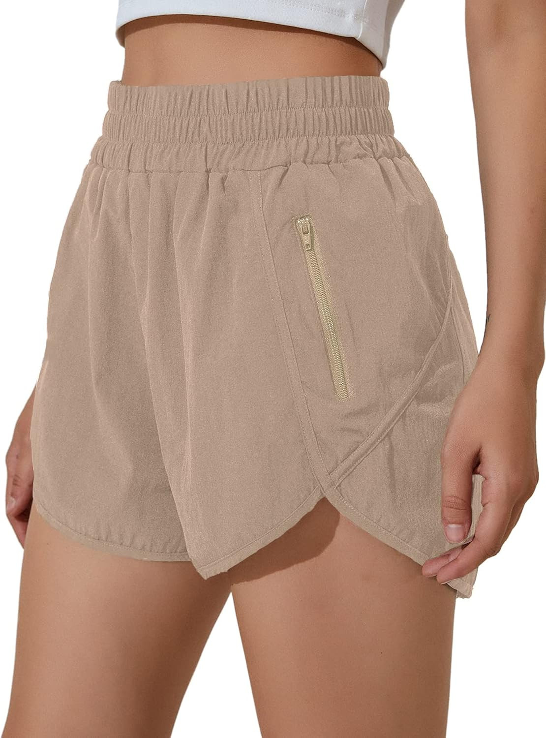 BMJL Women's Running Shorts Elastic High Waisted Shorts Pocket Sporty Workout Shorts Quick Dry At... | Amazon (US)