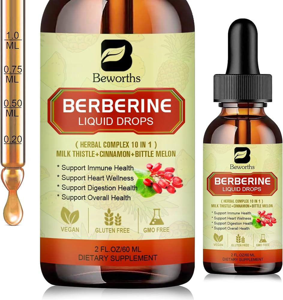 Berberine Supplement with Ceylon Cinnamon - Berberine Liquid Drops with Turmeric Curcumin, Ceylon... | Amazon (US)