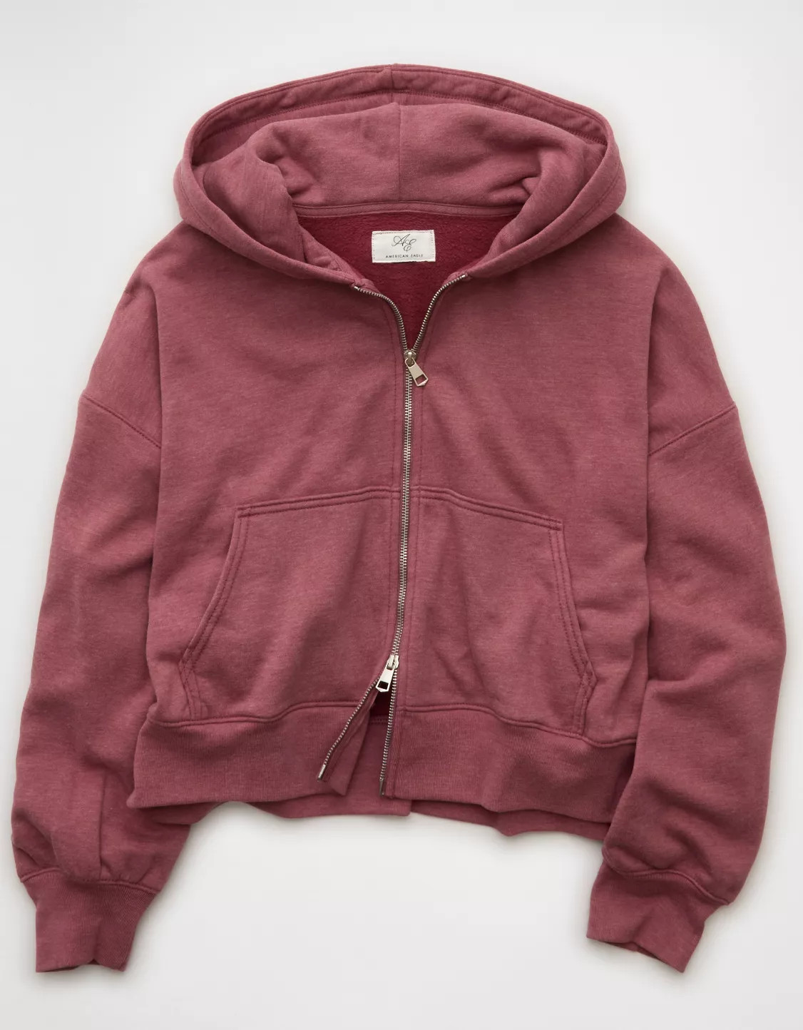 AE Everyday Luxe Barrel Sleeve Full Zip Hoodie | American Eagle Outfitters (US & CA)