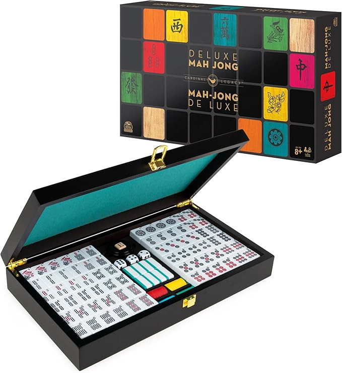 Spin Master Games Legacy Deluxe Mah Jong Classic Game with Two-Toned Tiles and Lined Wood Storage... | Amazon (US)