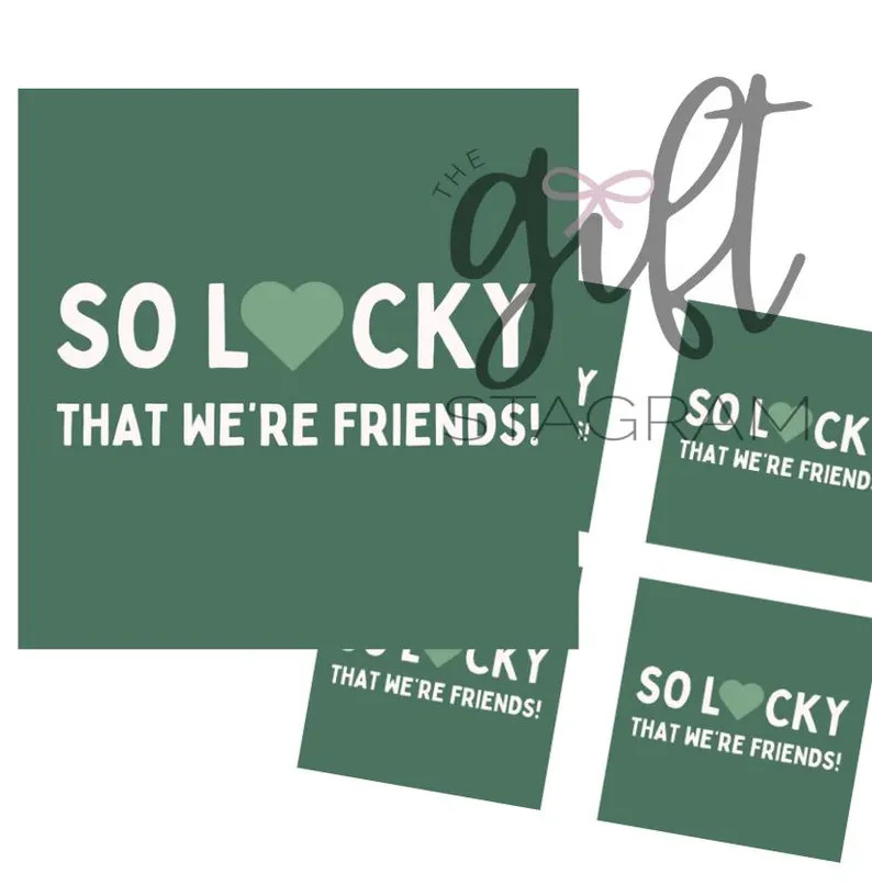 So Lucky That We're Friends St. Patrick's Day Gift Tag | St. Patrick's Day Gift Tag Ideas | 3x3" ... | Etsy (US)