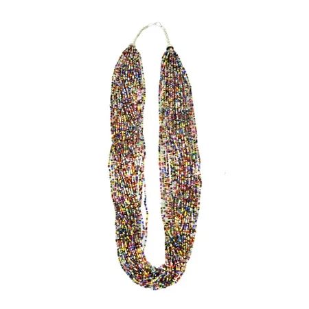 Rainbow 30 Strand Glass Seed Bead Necklace Womens Jewelry Chain | Walmart (US)