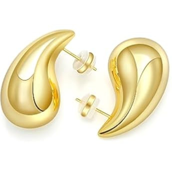 Chunky Gold Hoop Earrings for Women, Lightweight Hollow Open Hoops Waterdrop Tear Drop Earrings, ... | Amazon (US)