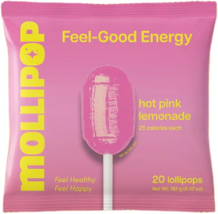 Mollipop Feel-Good Lollipops Candy \u2013 Pink Lemonade Flavor \u2013 Crafted with Yerba Mate, L-... | Amazon (US)