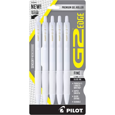 Pilot 5pk G2 Edge White Barrel Gel Pens Fine Point 0.7mm Black Ink | Target