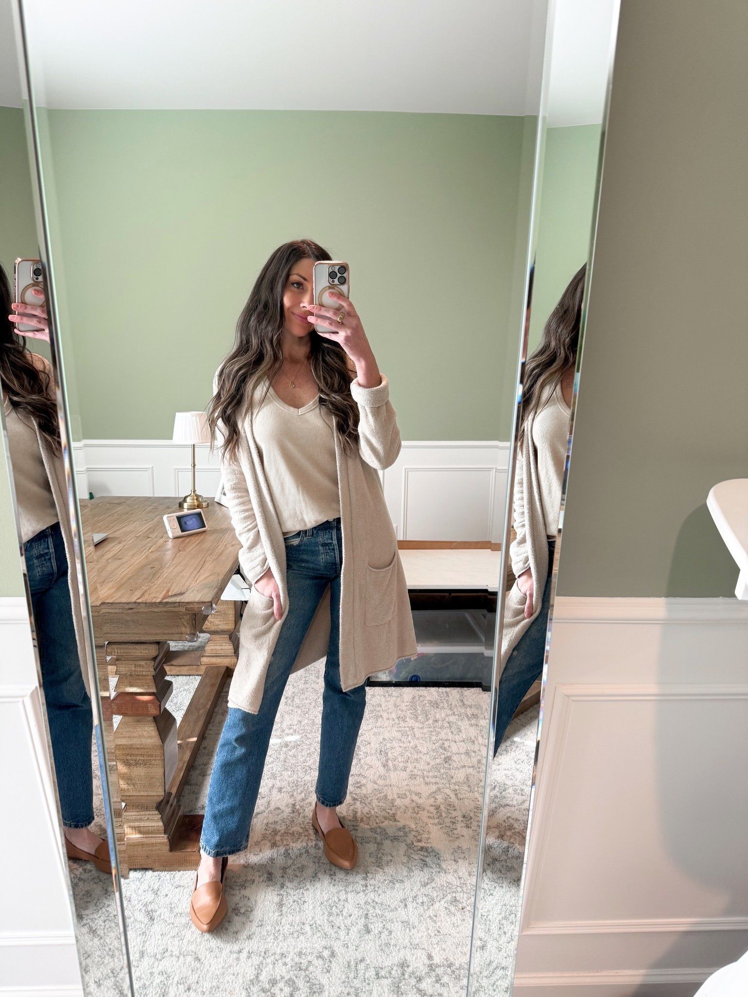 Todays outfit! Yes this is a maternity tank from when I was pregnant lol it fits just like a regular tank, but longer! Wearing size small in tank, cardigan. Loaders fit true to size (super comfy!!) 

