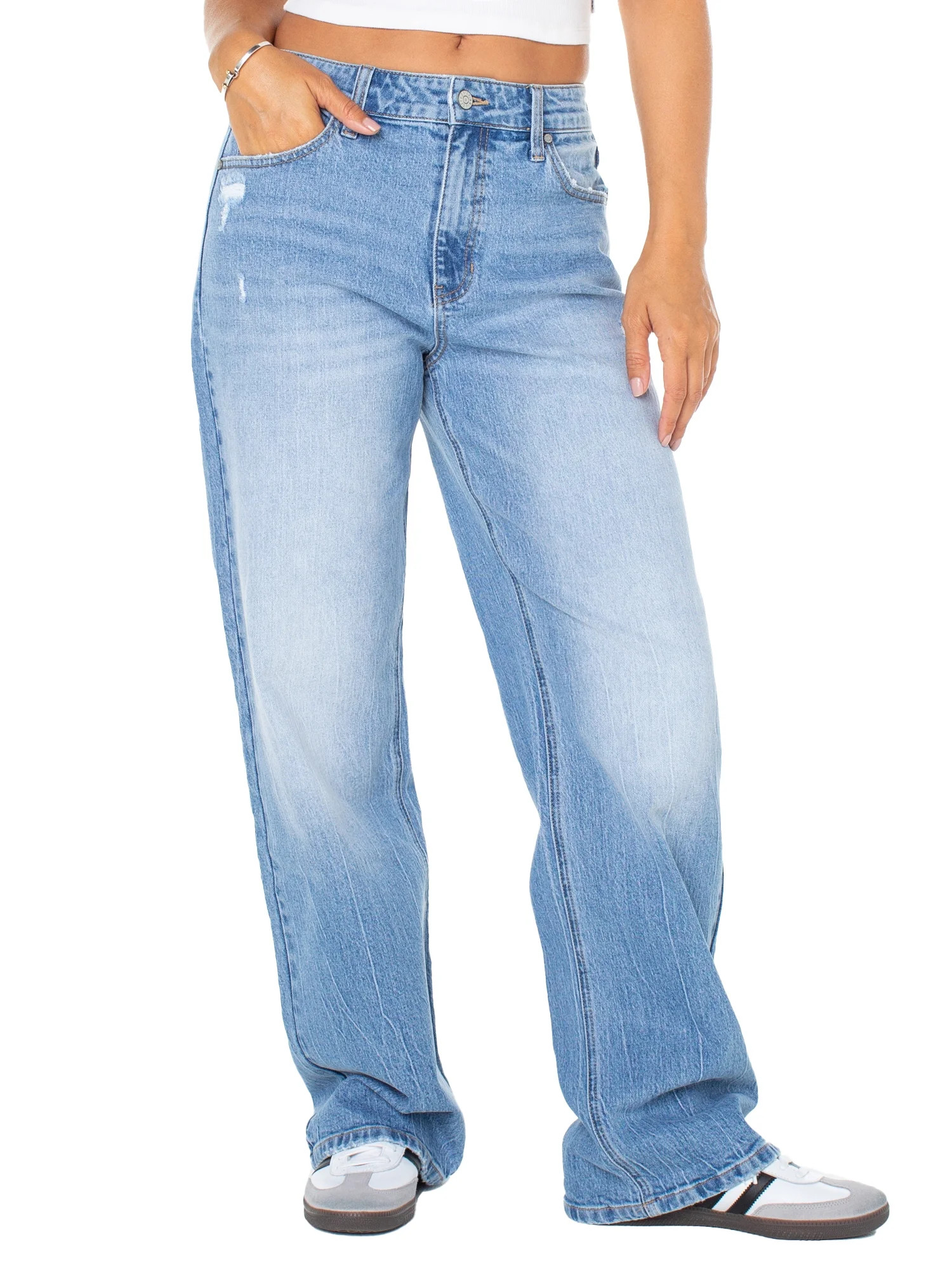 Celebrity Pink Women's and Women's Plus Slouchy Wide Leg Jean, Available in 30", 32", and 34" ins... | Walmart (US)