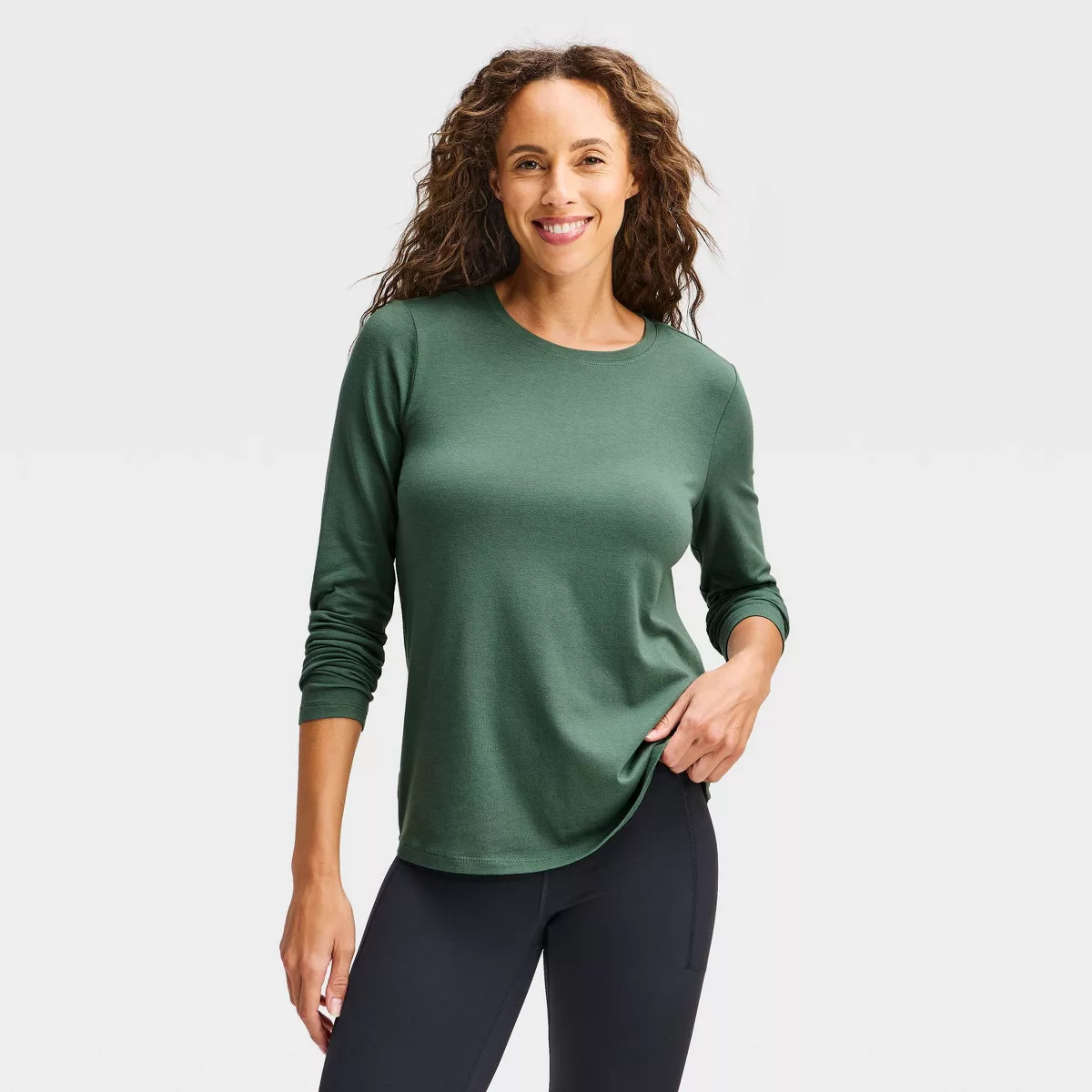 Women's Beyond Ease Legging Friendly Long Sleeve T-Shirt - All In Motion™ Dark Green M | Target