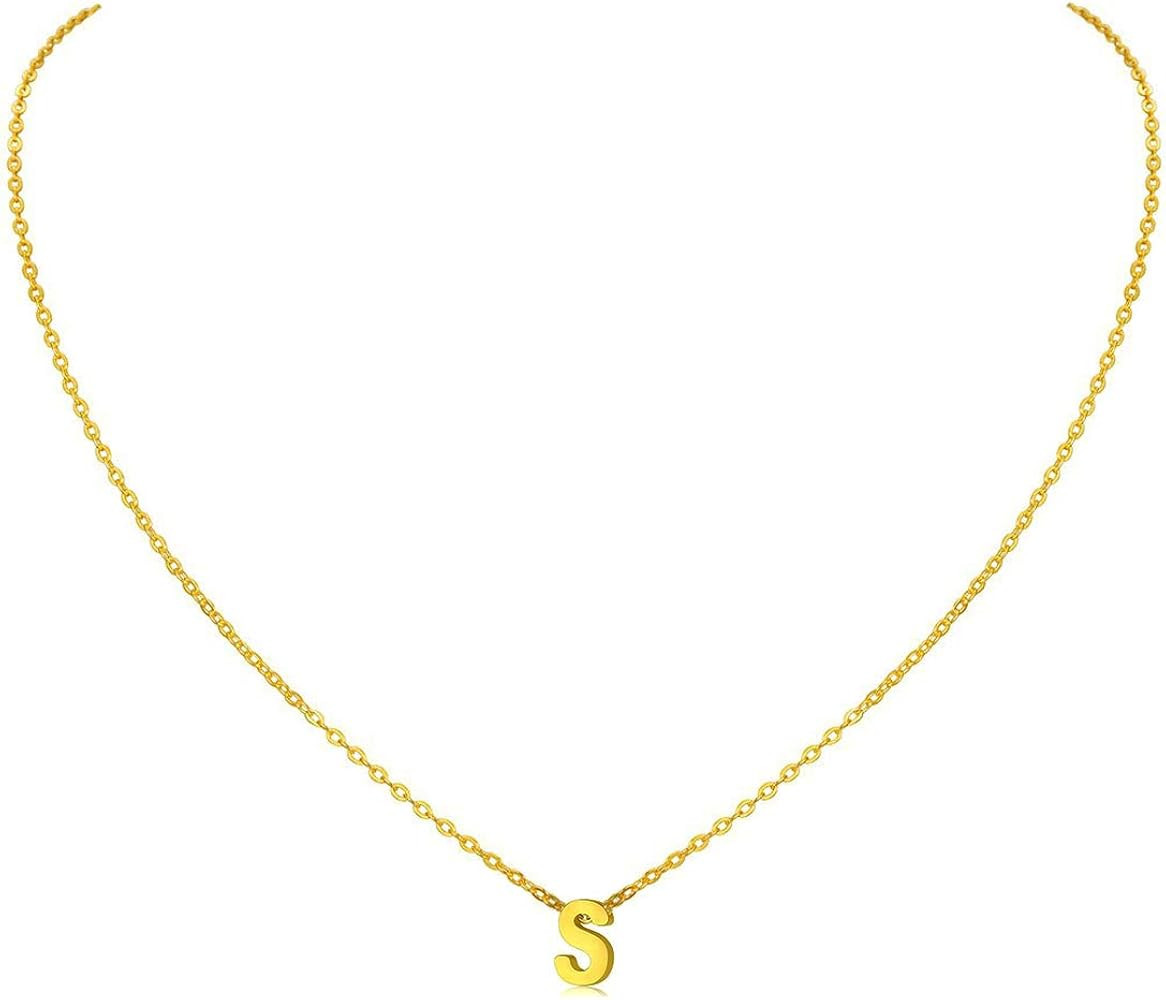 MOMOL Tiny Initial Necklace, 18K Gold Plated Stainless Steel Initial Necklace Dainty Personalized Le | Amazon (US)