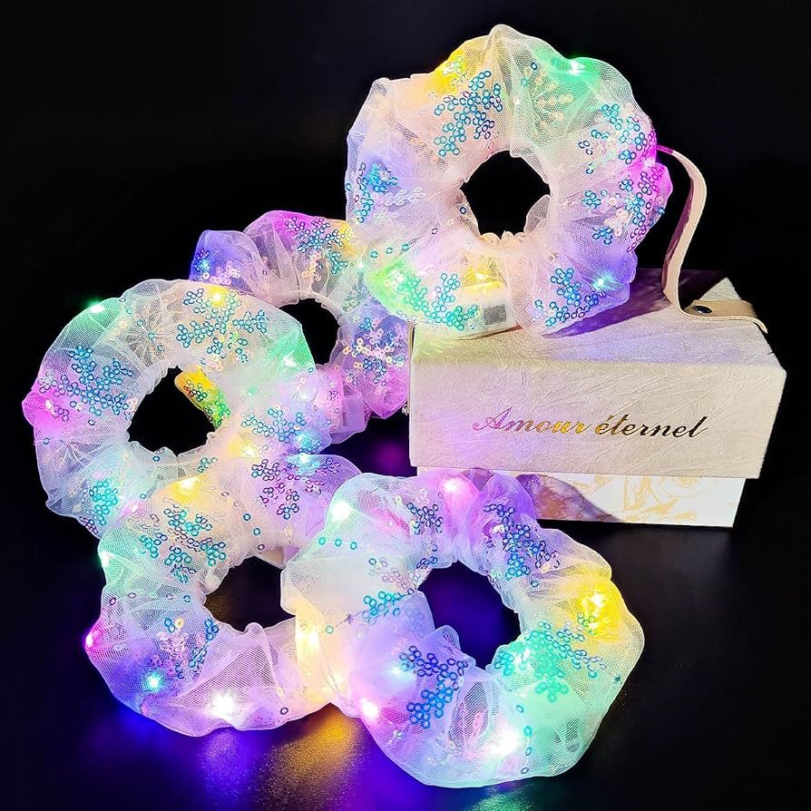Light Up Scrunchies Gift Set - LED Scrunchies Hair Accessories for Girls & Women. Glow in the Dar... | Amazon (US)