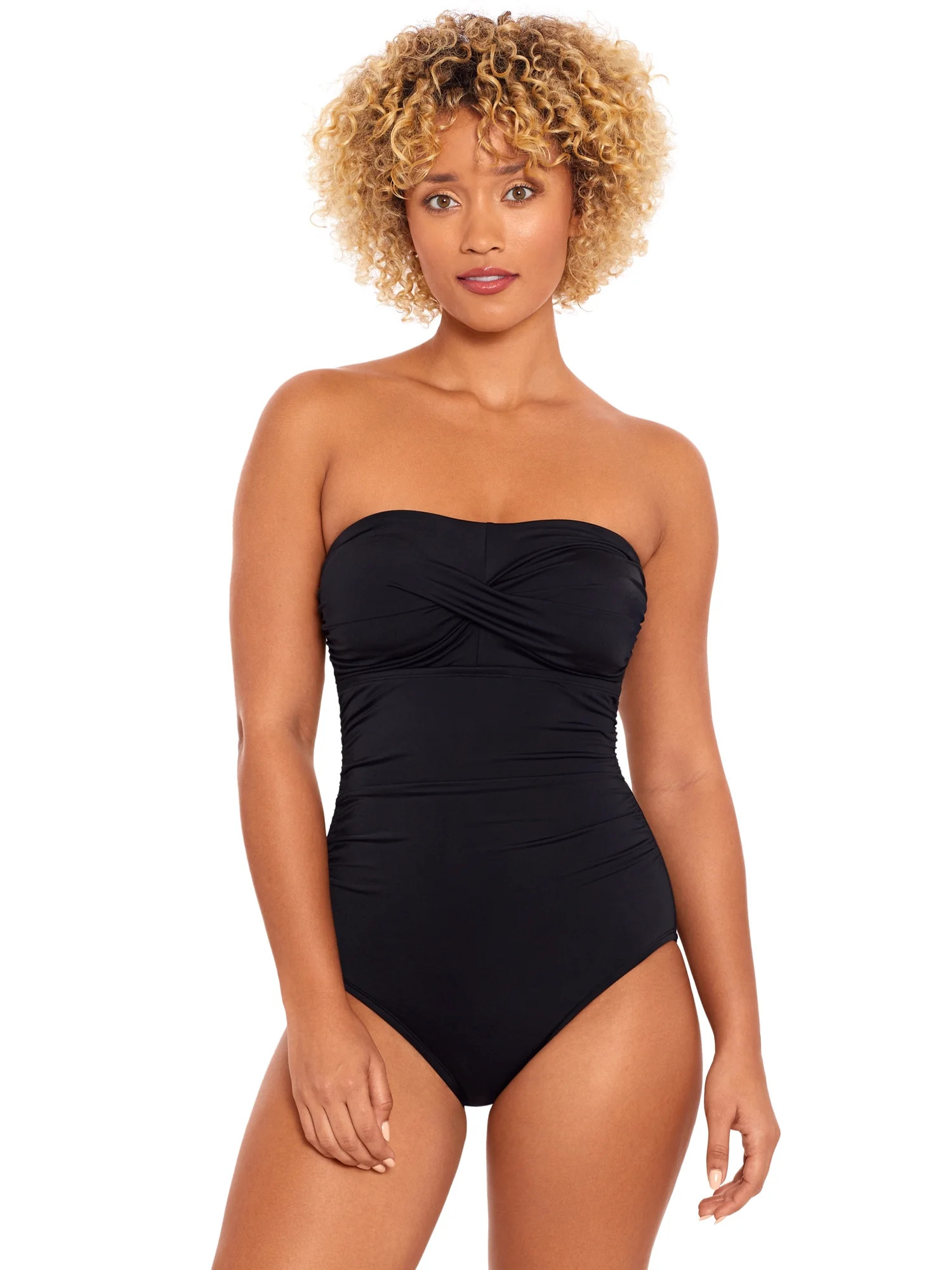 Time and Tru Women’s and Plus Bandeau Twist Front One Piece Swimsuit | Walmart (US)